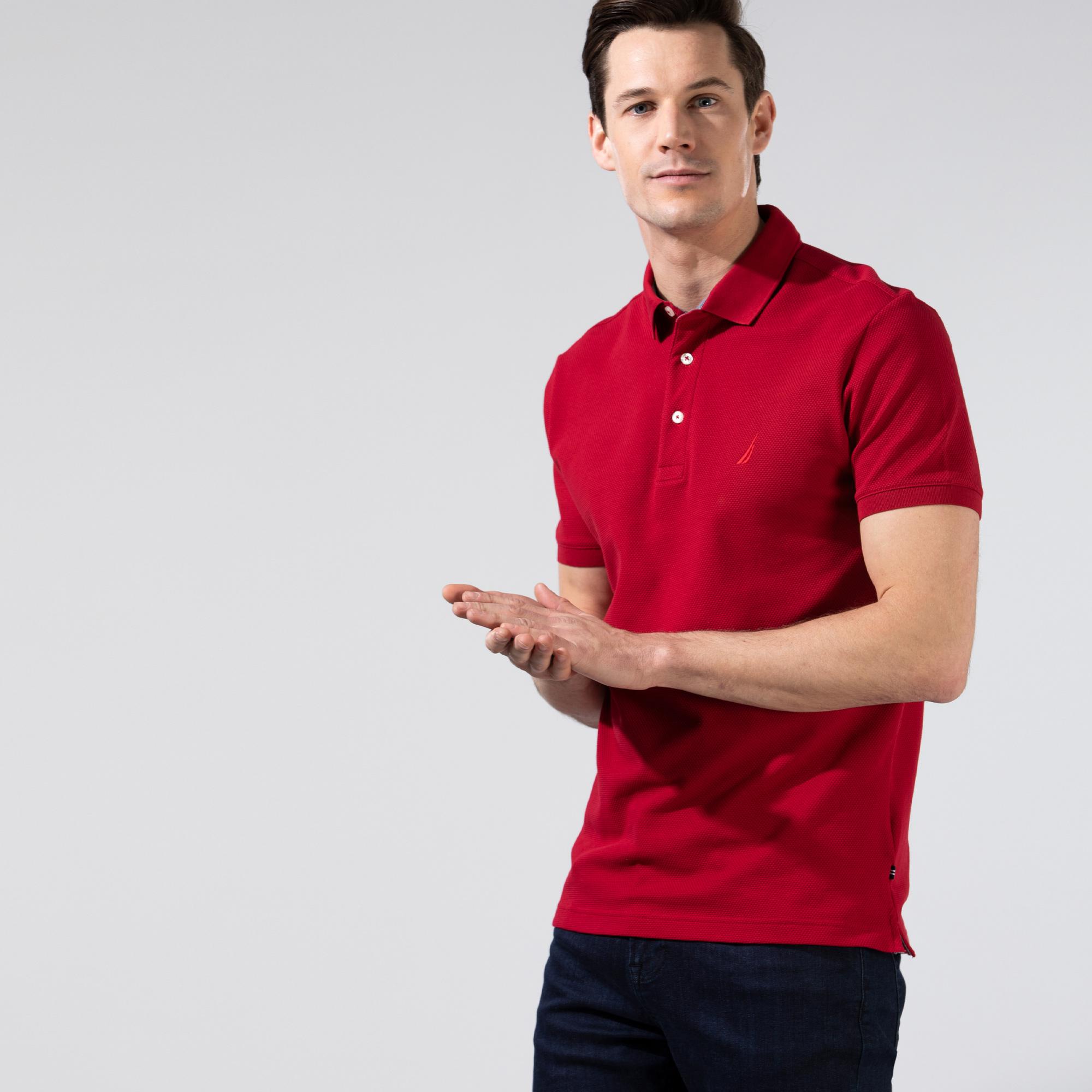 Nautica Erkek Kırmızı Slim Fit Kısa Kollu Polo