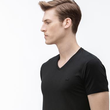  Lacoste Erkek V Yaka Siyah T-Shirt