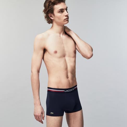  Lacoste Active Erkek 3'lü Lacivert/Kırmızı/Gri Boxer