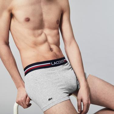  Lacoste Active Erkek 3'lü Lacivert/Kırmızı/Gri Boxer