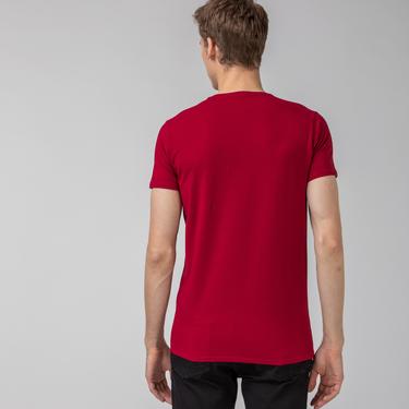  Lacoste Erkek Slim Fit Bisiklet Yaka Bordo T-Shirt