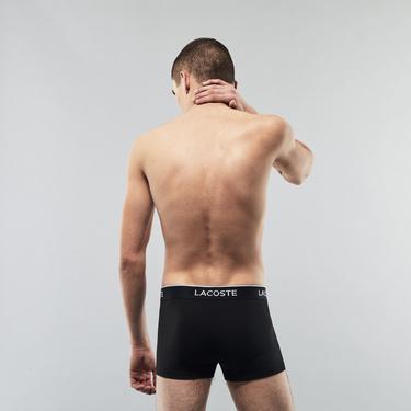  Lacoste Active Erkek 3'lü Gri/Siyah/Beyaz Boxer
