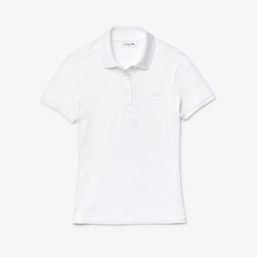  Lacoste L.12.D Kadın Slim Fit Beyaz Polo