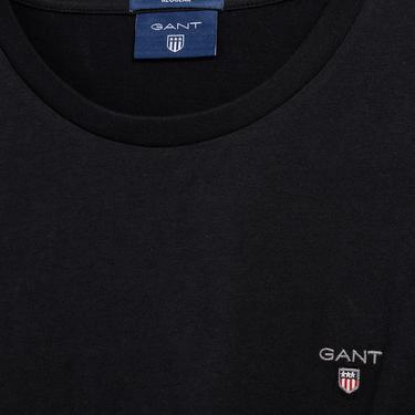  GANT Erkek Siyah Regular Fit Bisiklet Yaka T-Shirt