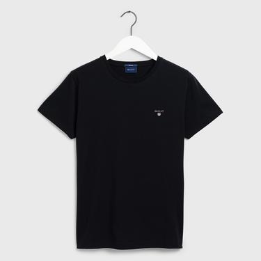  GANT Erkek Siyah Regular Fit Bisiklet Yaka T-Shirt
