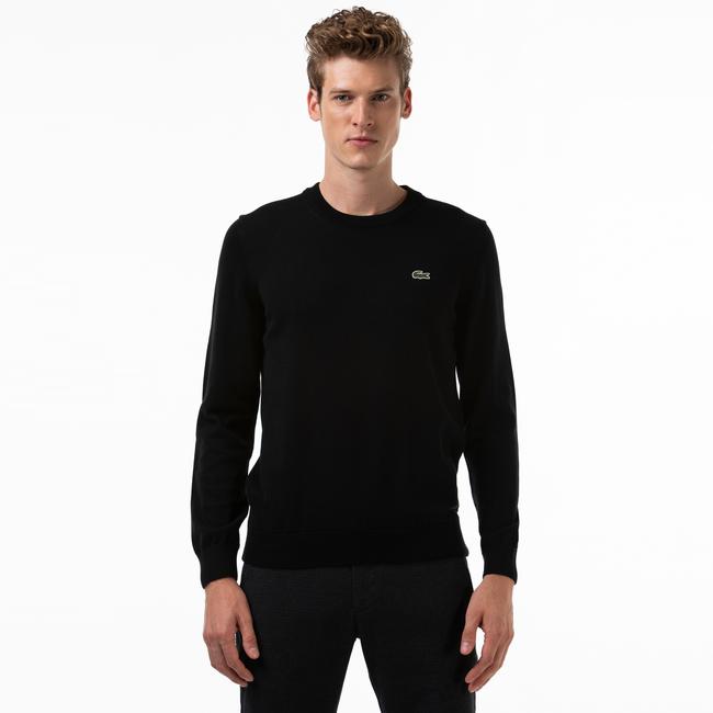  Lacoste Erkek Regular Fit Bisiklet Yaka Siyah Kazak