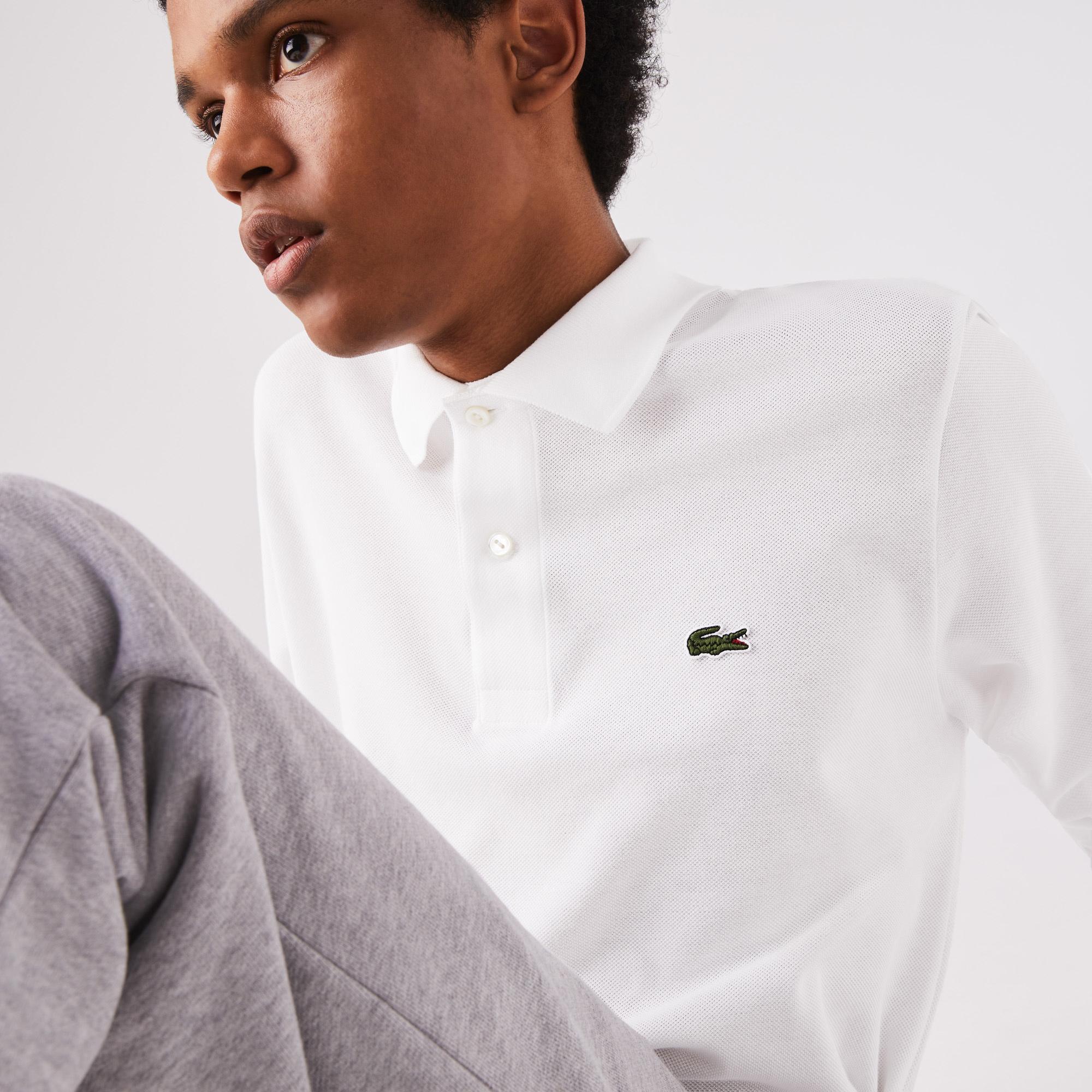 Lacoste Erkek Classic Fit Uzun Kollu Beyaz Polo