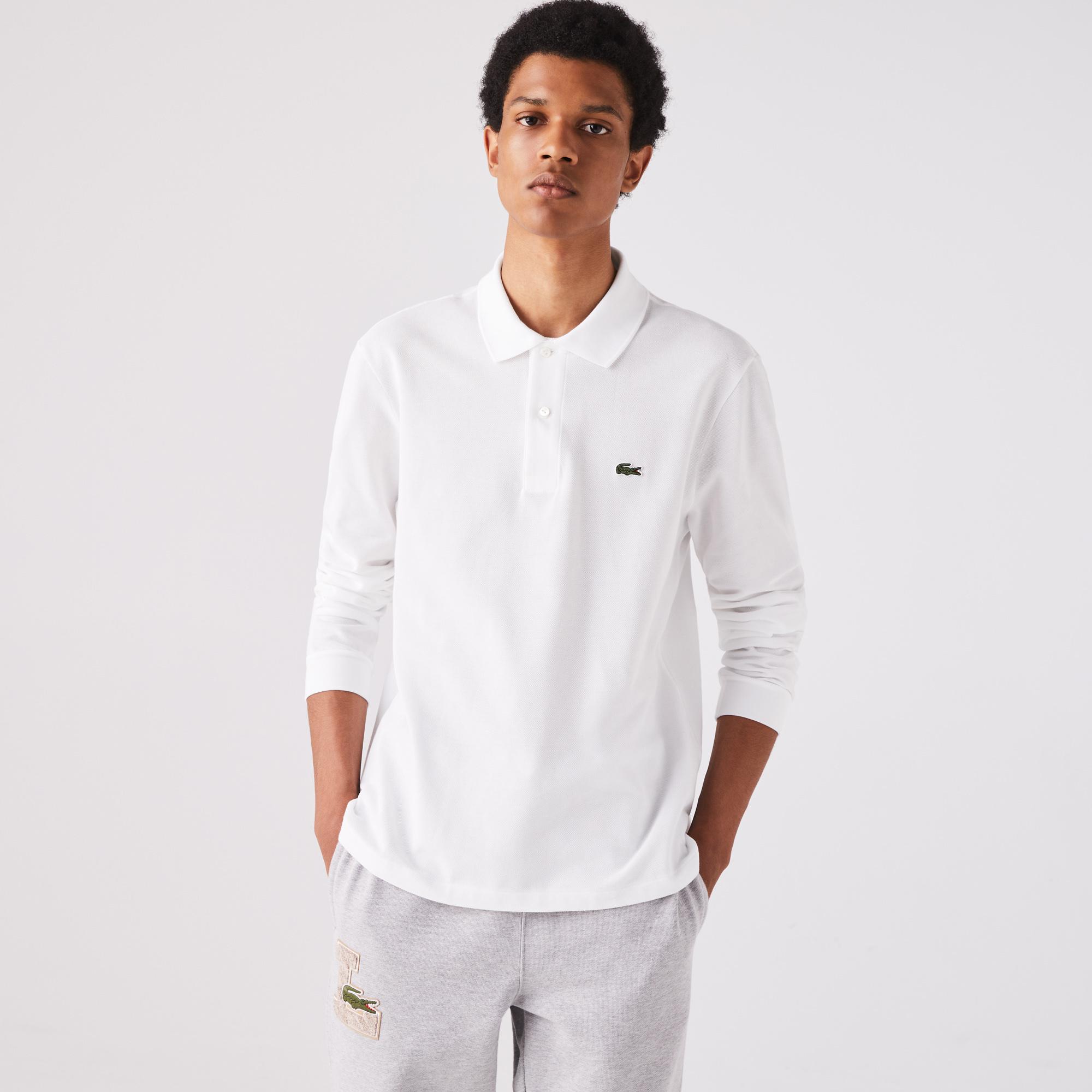Lacoste Erkek Classic Fit Uzun Kollu Beyaz Polo