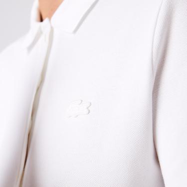  Kadın Slim Fit Uzun Kollu Beyaz Polo