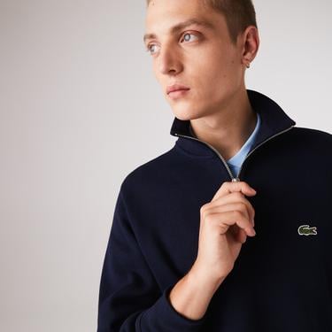  Lacoste Erkek Classic Fit Yarım Fermuarlı Lacivert Sweatshirt