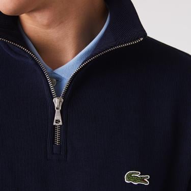  Lacoste Erkek Classic Fit Yarım Fermuarlı Lacivert Sweatshirt