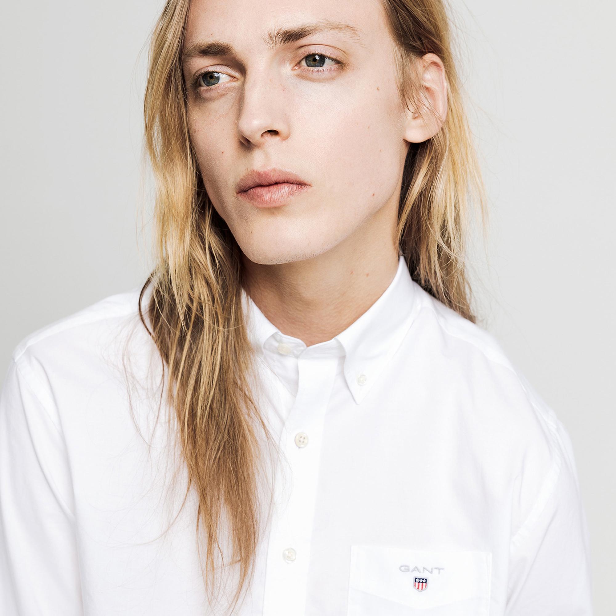 GANT Erkek Beyaz Regular Fit Düğmeli Yaka Broadcloth Gömlek