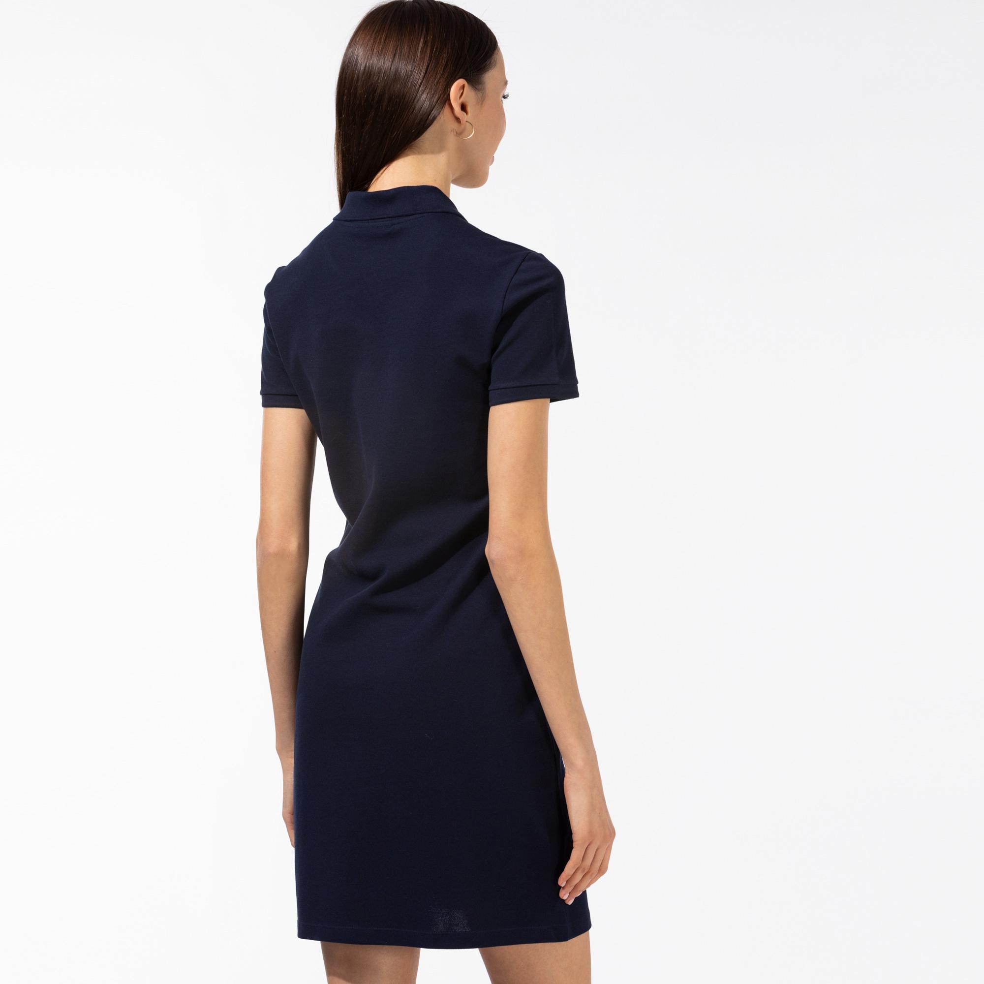 Lacoste Kadın Slim Fit Kısa Kollu Polo Yaka Lacivert Elbise
