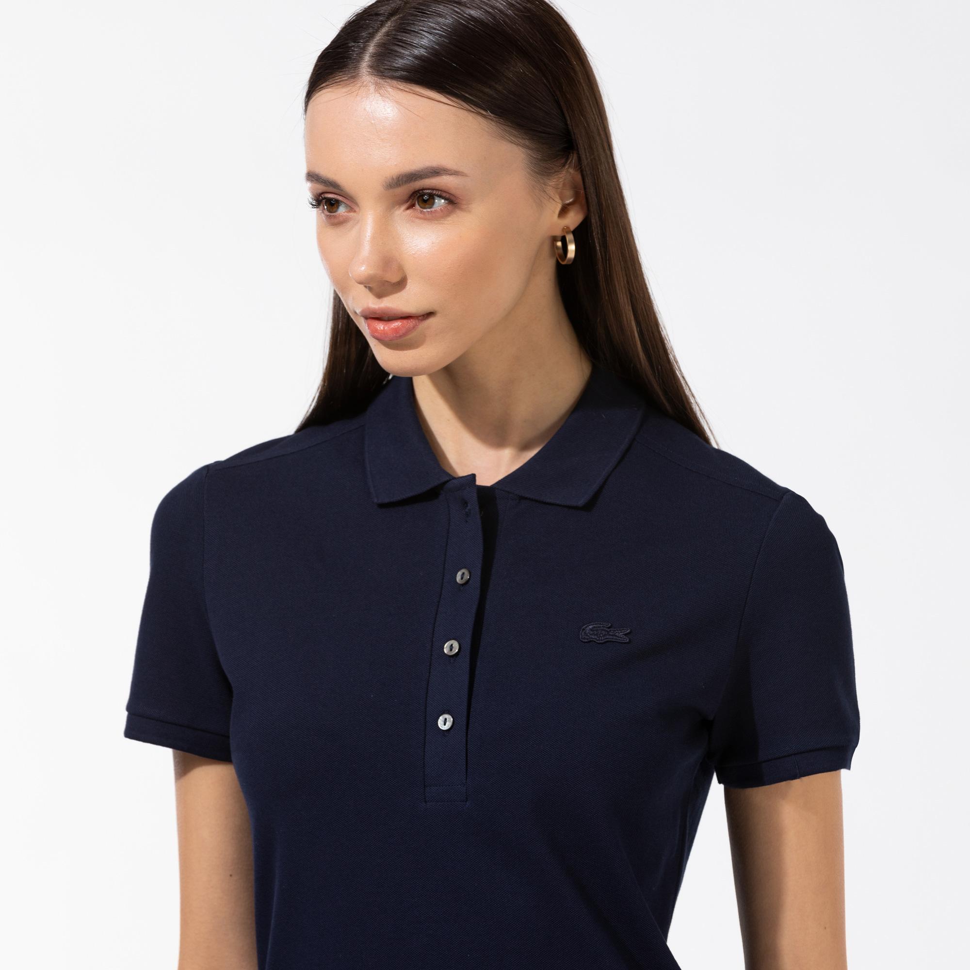 Lacoste Kadın Slim Fit Kısa Kollu Polo Yaka Lacivert Elbise