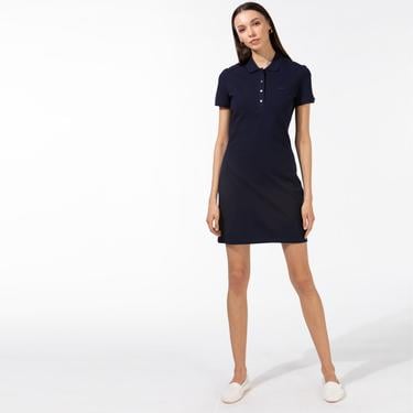  Lacoste Kadın Slim Fit Kısa Kollu Polo Yaka Lacivert Elbise