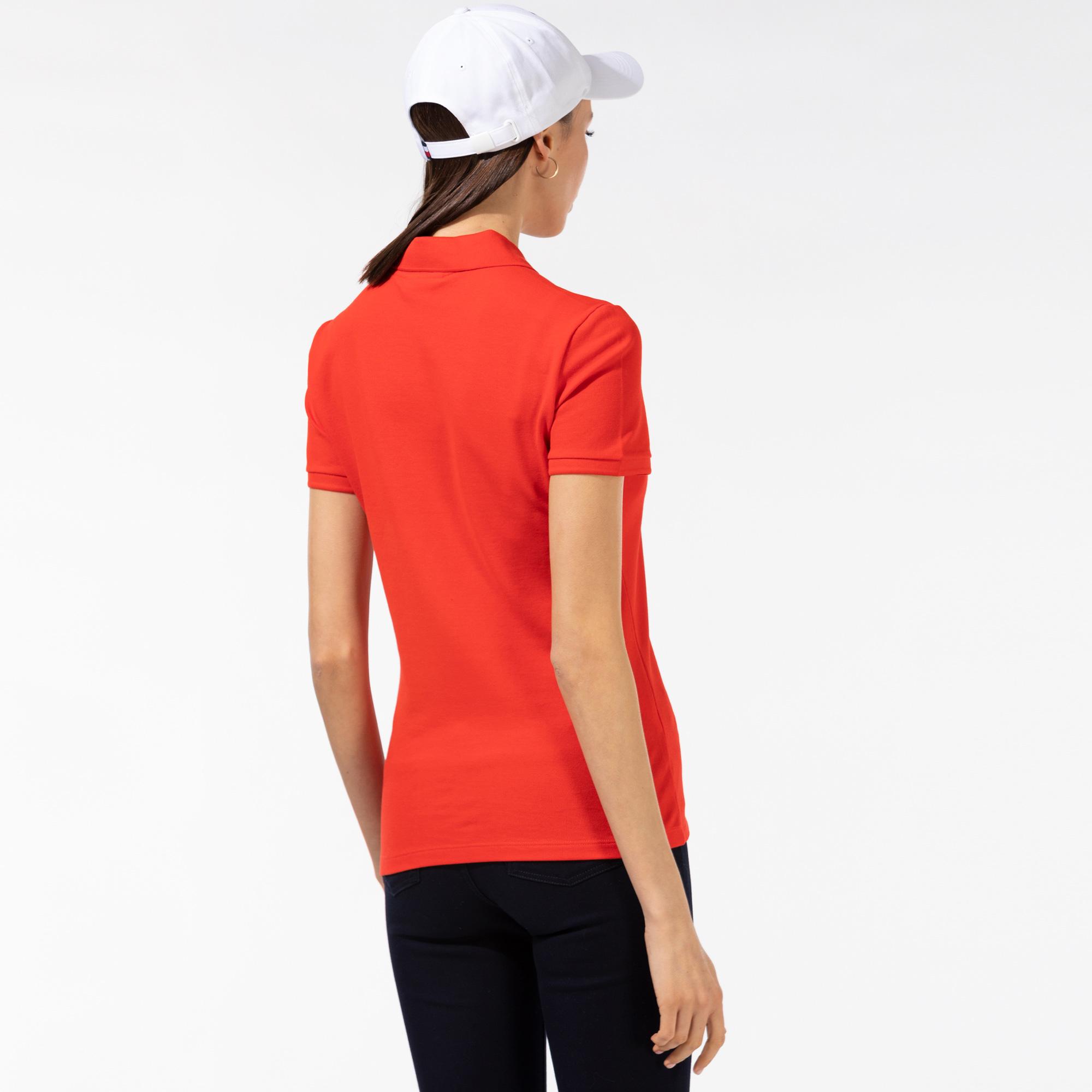 Kadın Slim Fit Kırmızı Polo