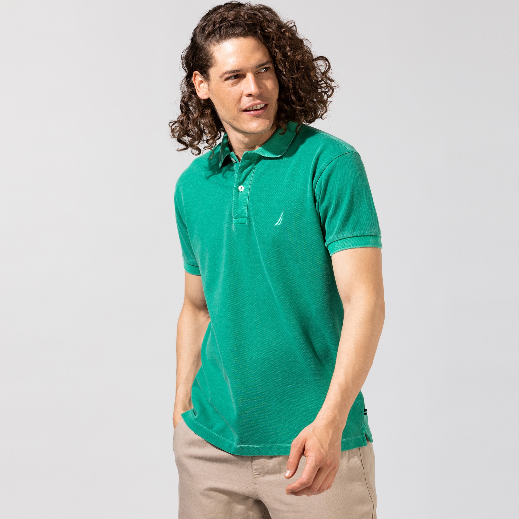 Nautica Yeşil Classic Fit Yıkamalı Polo