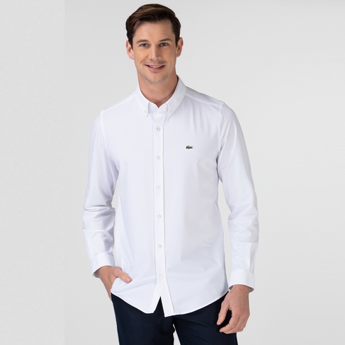  Lacoste Erkek Slim Fit Beyaz Gömlek