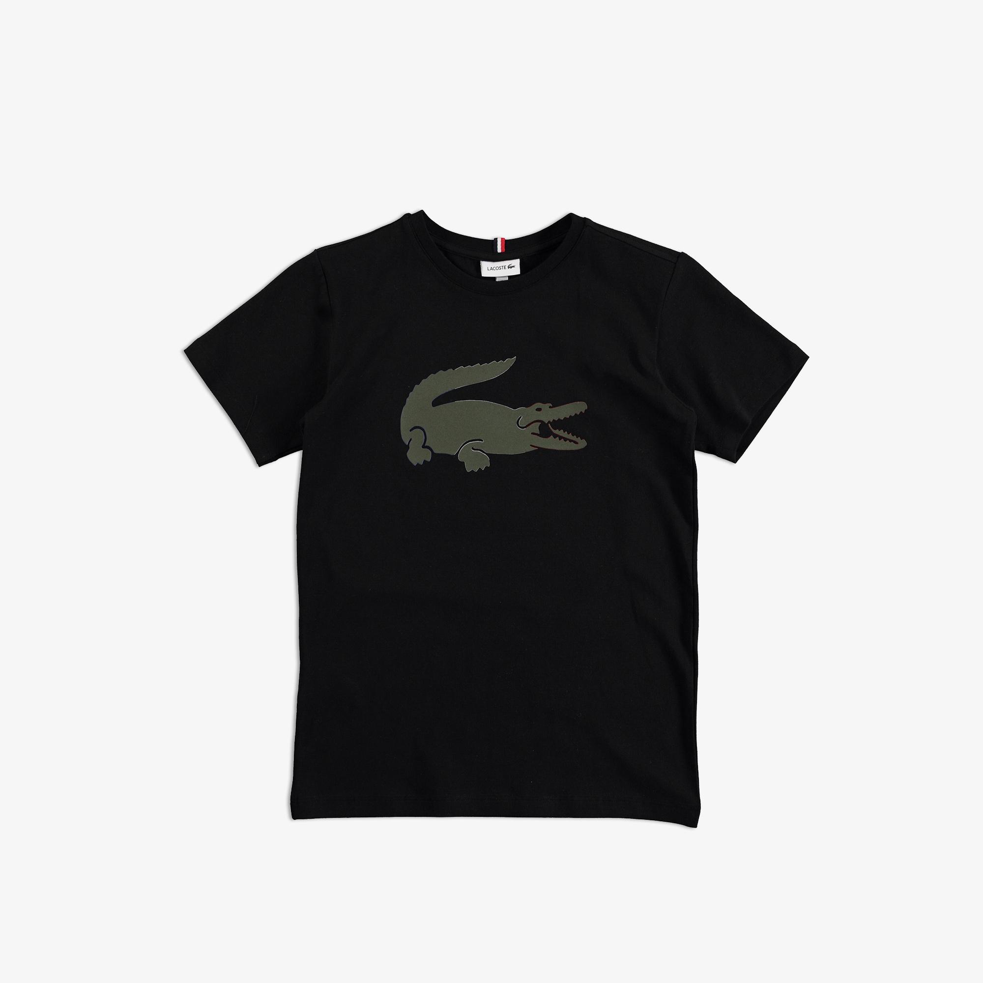 Lacoste Çocuk Bisiklet Yaka Baskılı Siyah T-Shirt