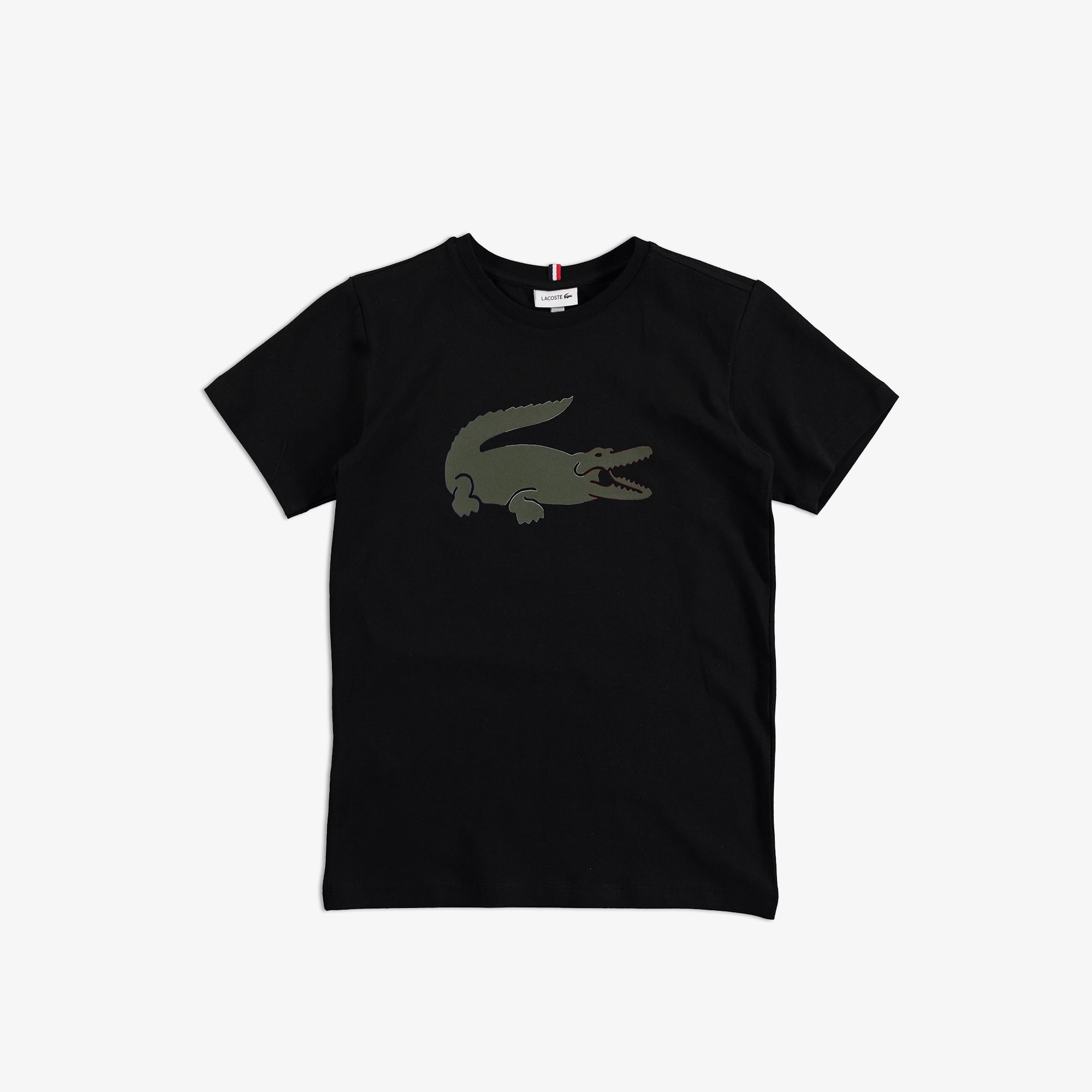  Lacoste Çocuk Bisiklet Yaka Baskılı Siyah T-Shirt