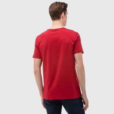  Nautica Erkek Kırmızı Kısa Kollu V Yaka Slim Fit T-Shirt