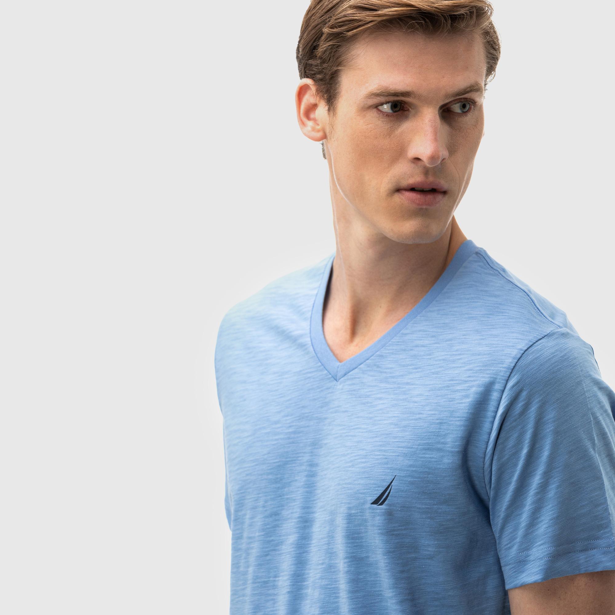 Nautica Erkek Mavi V-Yaka T-Shirt