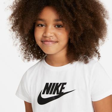  Nike Girls Sportswear Futura Çocuk Beyaz Crop T-Shirt