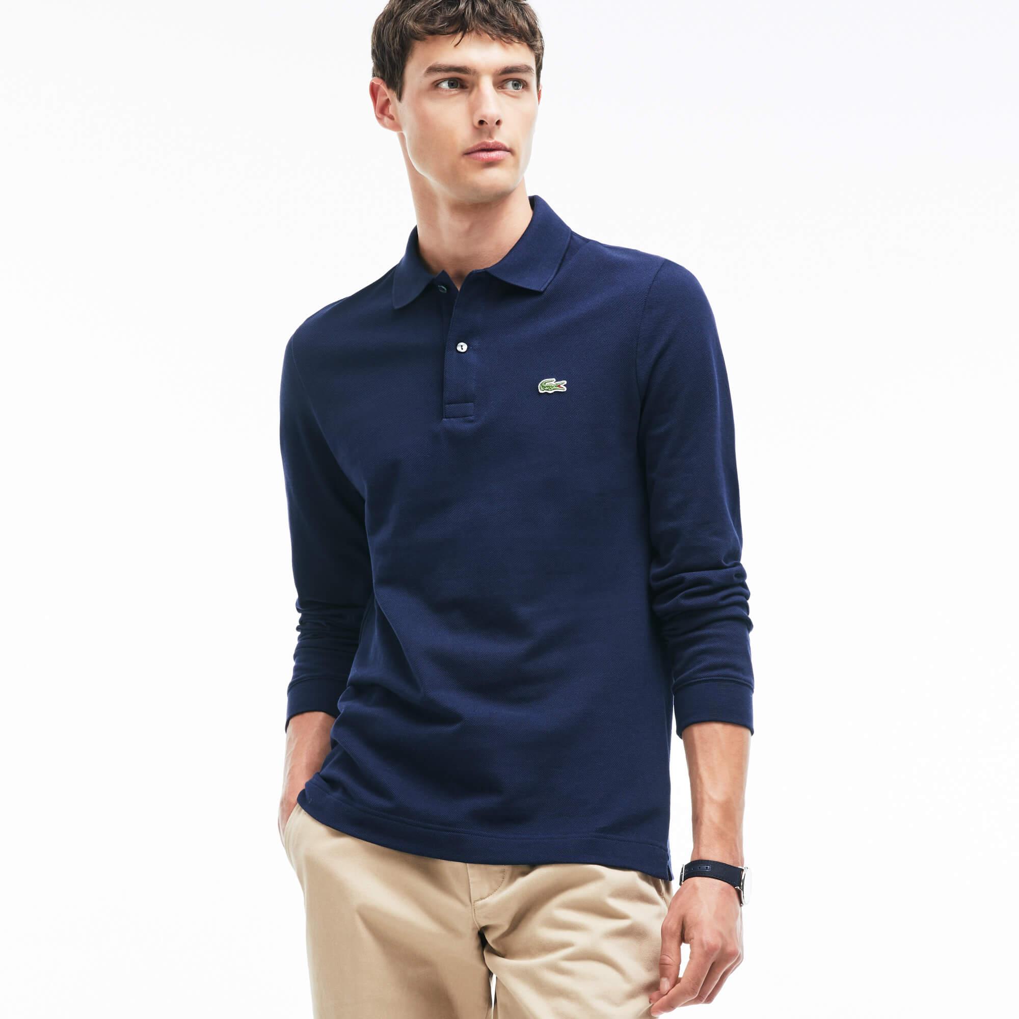 L.12.12 Erkek Slim Fit Uzun Kollu Lacivert Polo