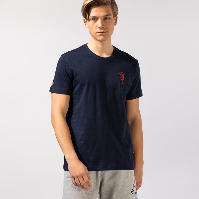  Nautica Erkek Lacivert Baskılı T-Shirt