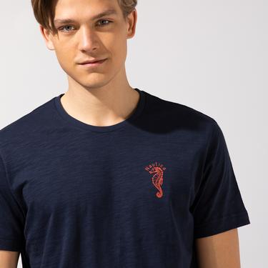  Nautica Erkek Lacivert Baskılı T-Shirt