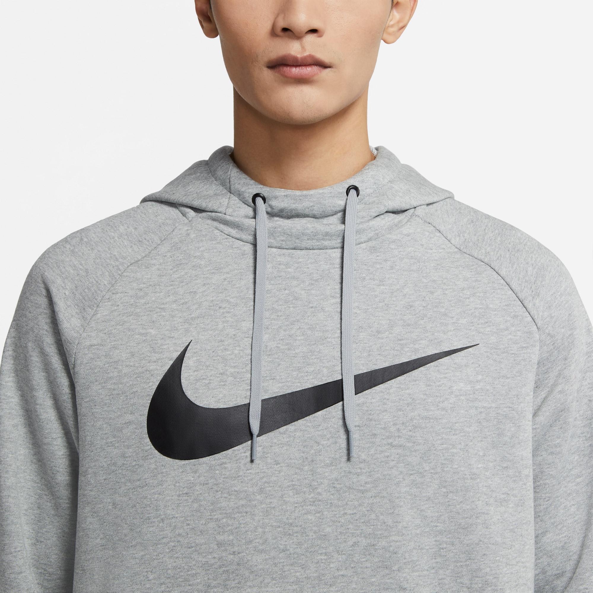 Nike Dri-Fit Swoosh Erkek Gri Kapüşonlu Sweatshirt