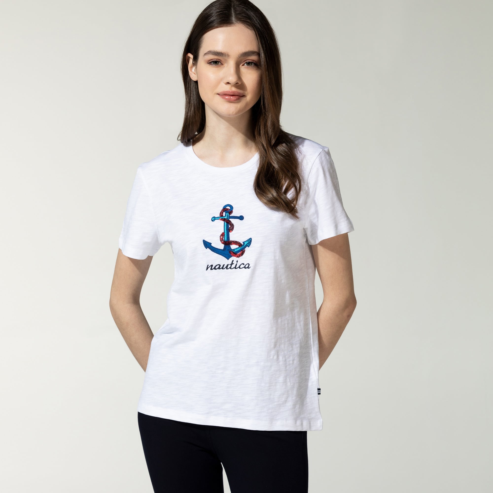  Nautica Kadın Beyaz Baskılı T-Shirt