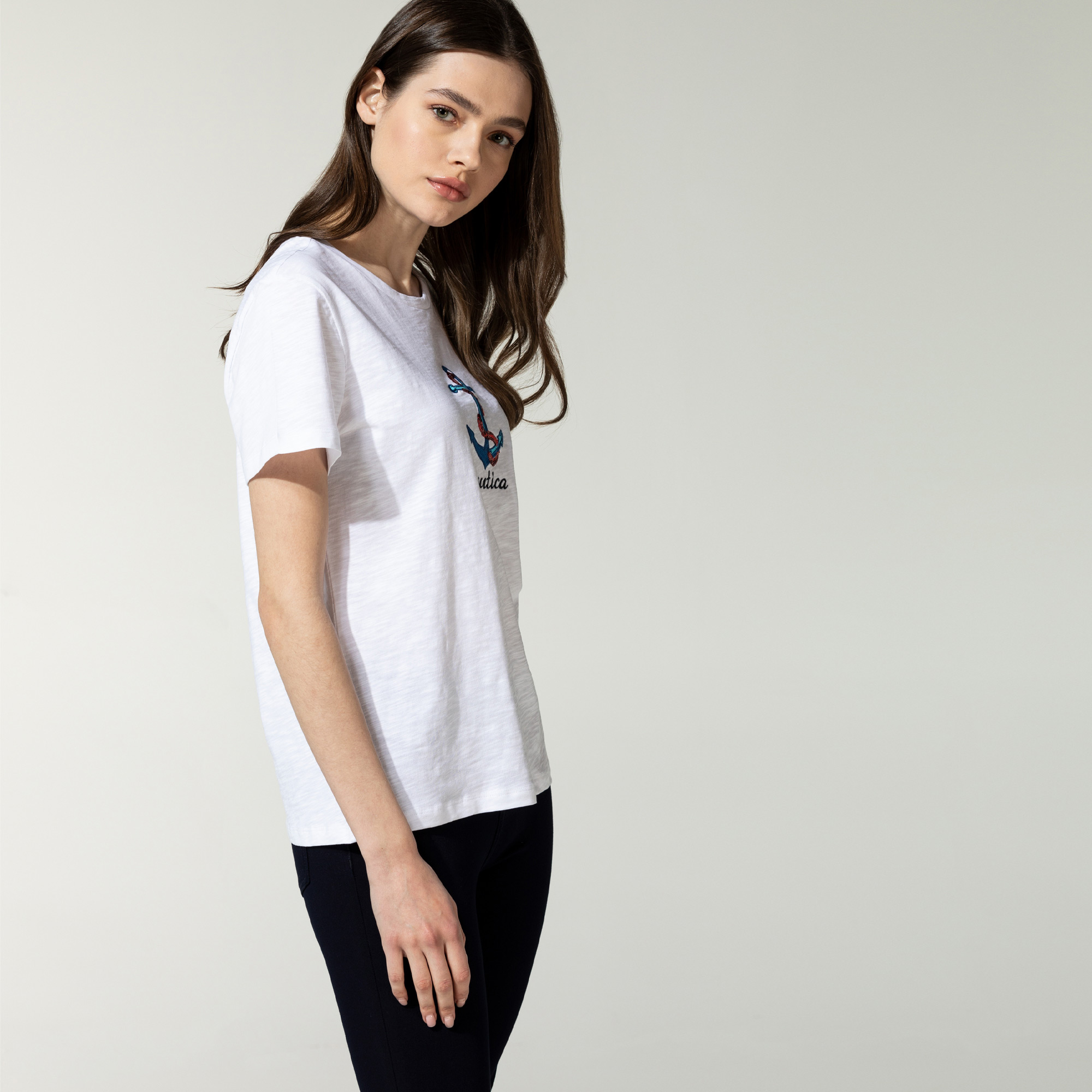 Nautica Kadın Beyaz Baskılı T-Shirt