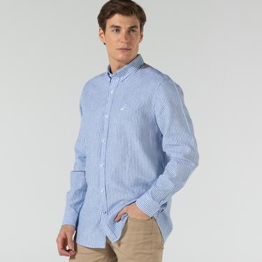  Nautica Erkek Lacivert Classic Fit Kareli Uzun Kollu Gömlek