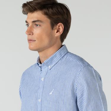 Nautica Erkek Lacivert Classic Fit Kareli Uzun Kollu Gömlek