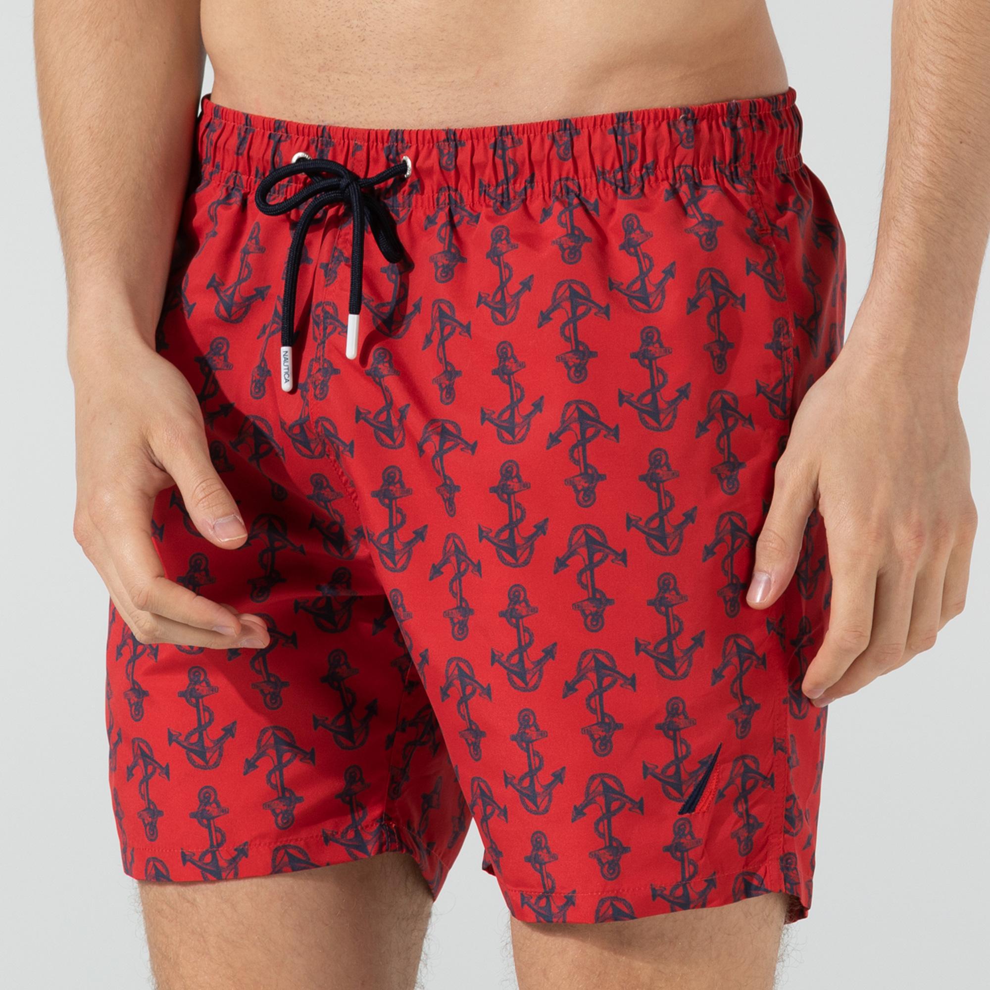 Nautica Erkek Kırmızı Baskılı Şort Mayo