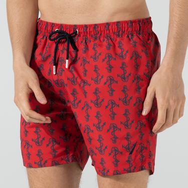  Nautica Erkek Kırmızı Baskılı Şort Mayo