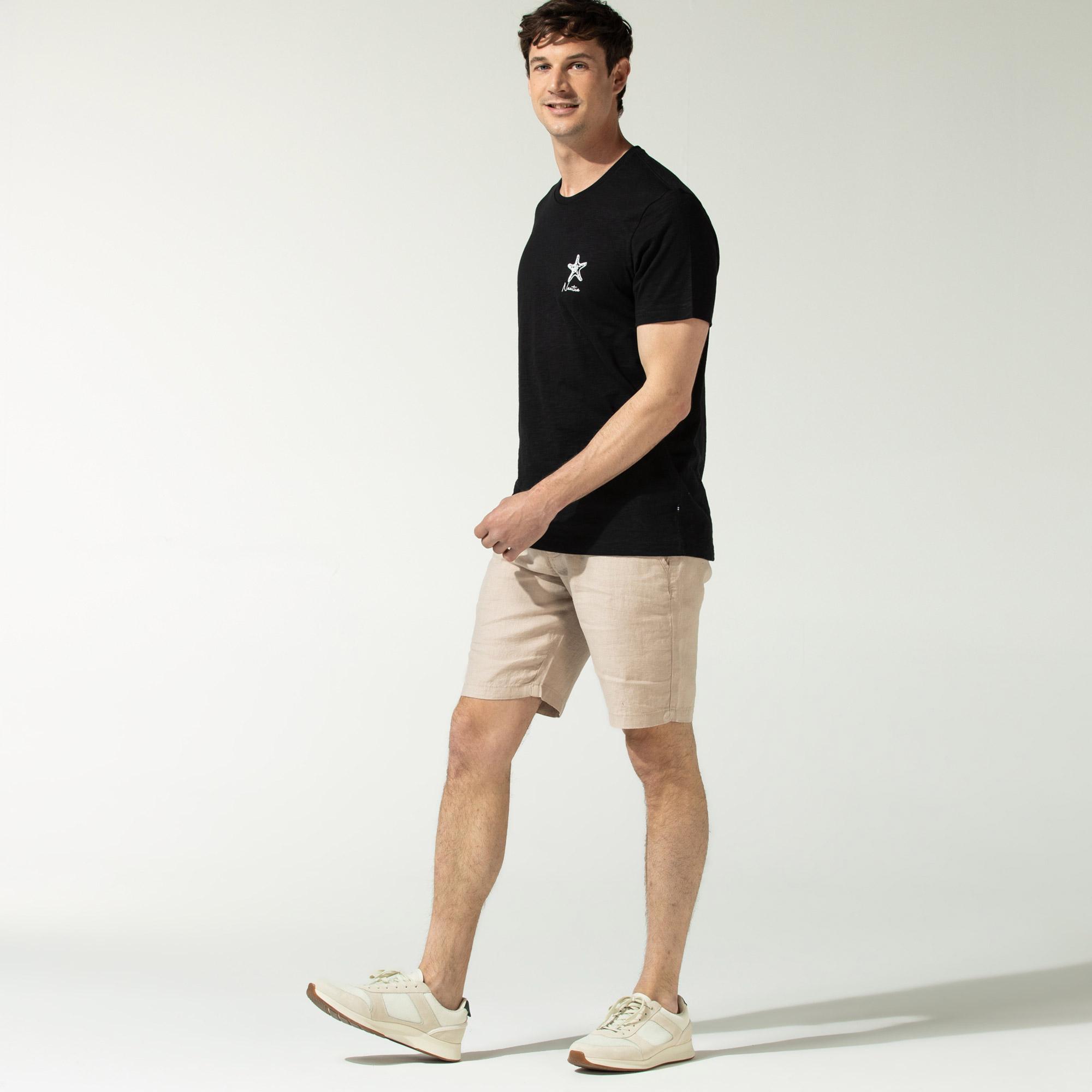 Nautica Erkek Bej Keten Bermuda Şort