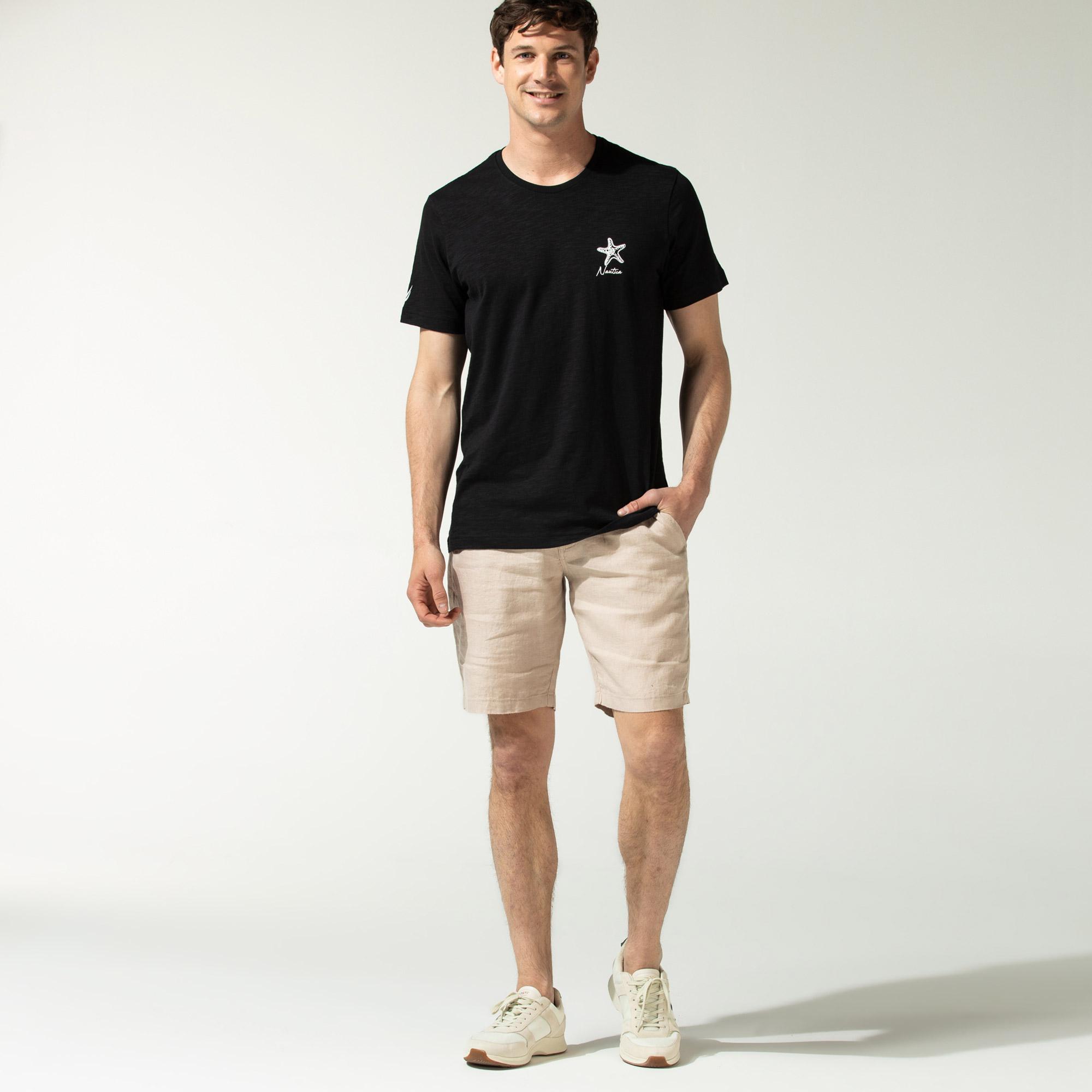 Nautica Erkek Bej Keten Bermuda Şort