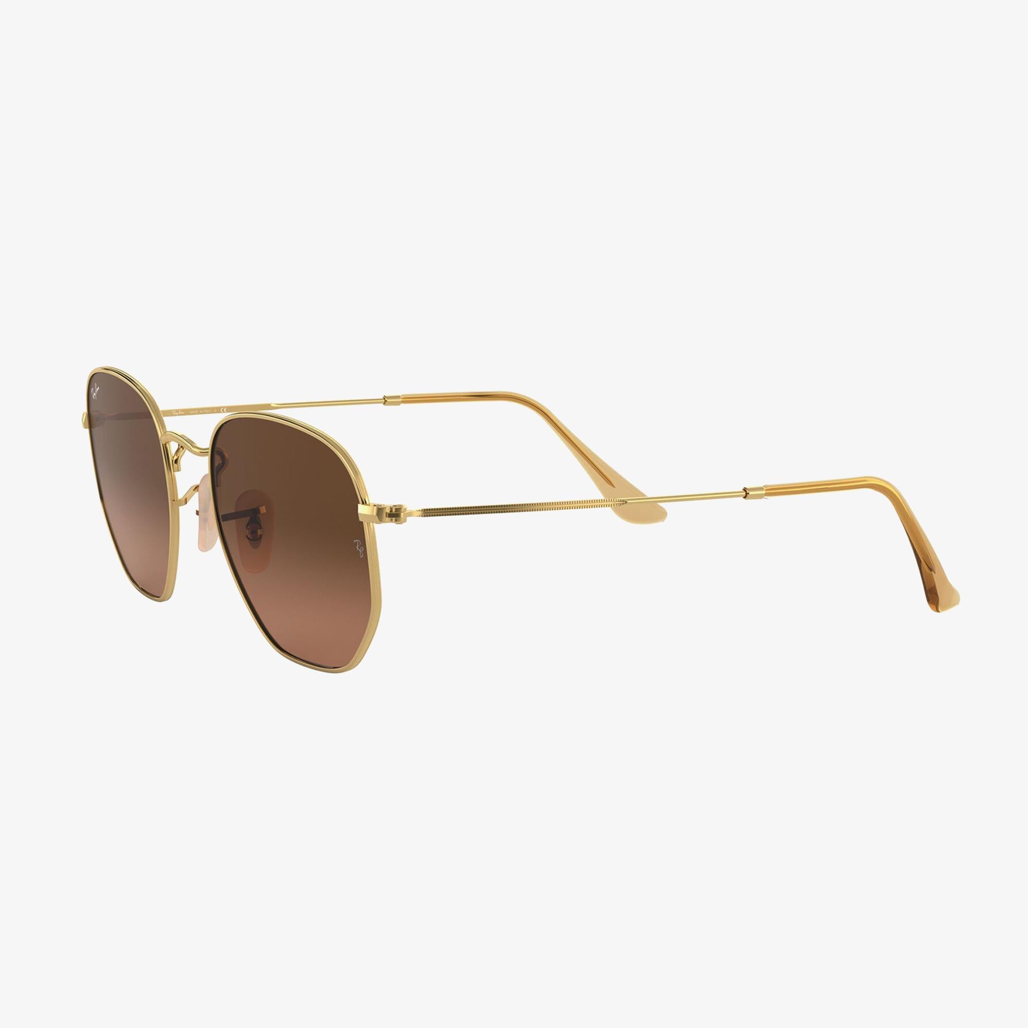 RAY-BAN 0RB3548N Hexagonal Unisex Gold Kahverengi Camlı Güneş Gözlüğü