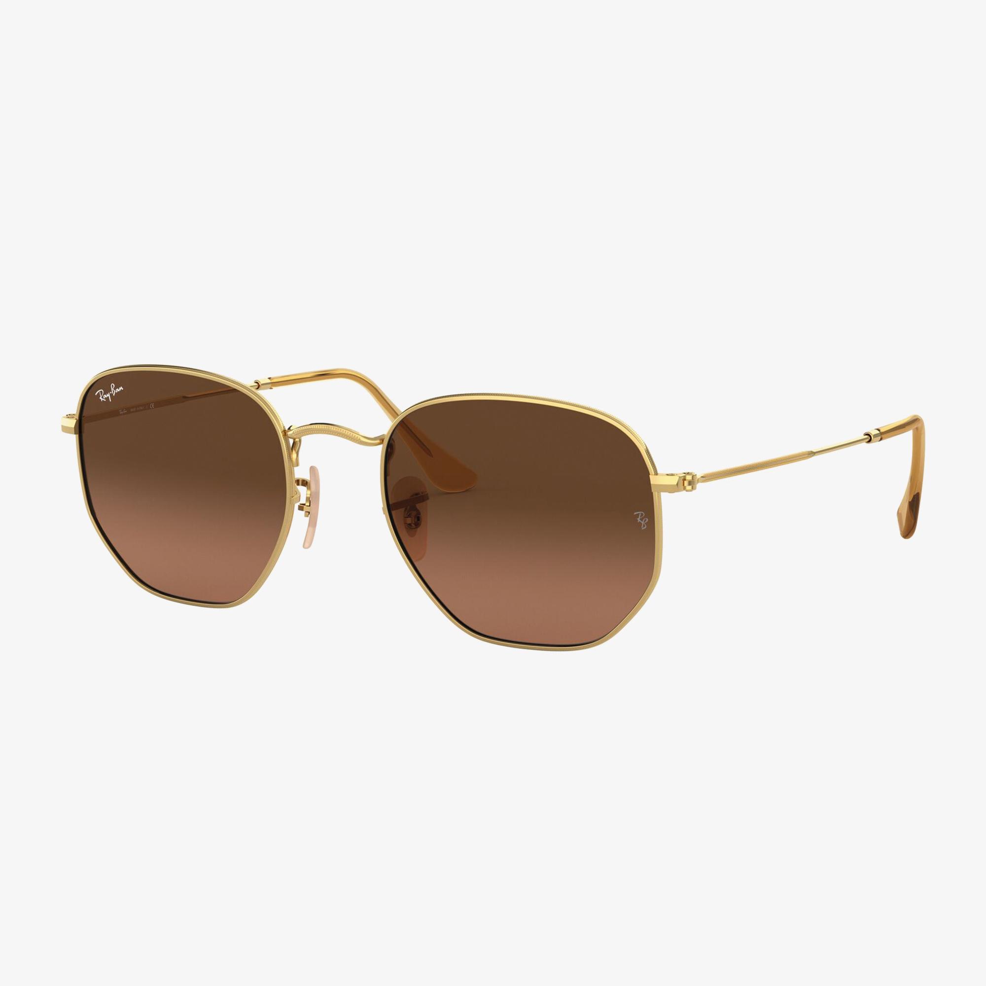 RAY-BAN 0RB3548N Hexagonal Unisex Gold Kahverengi Camlı Güneş Gözlüğü