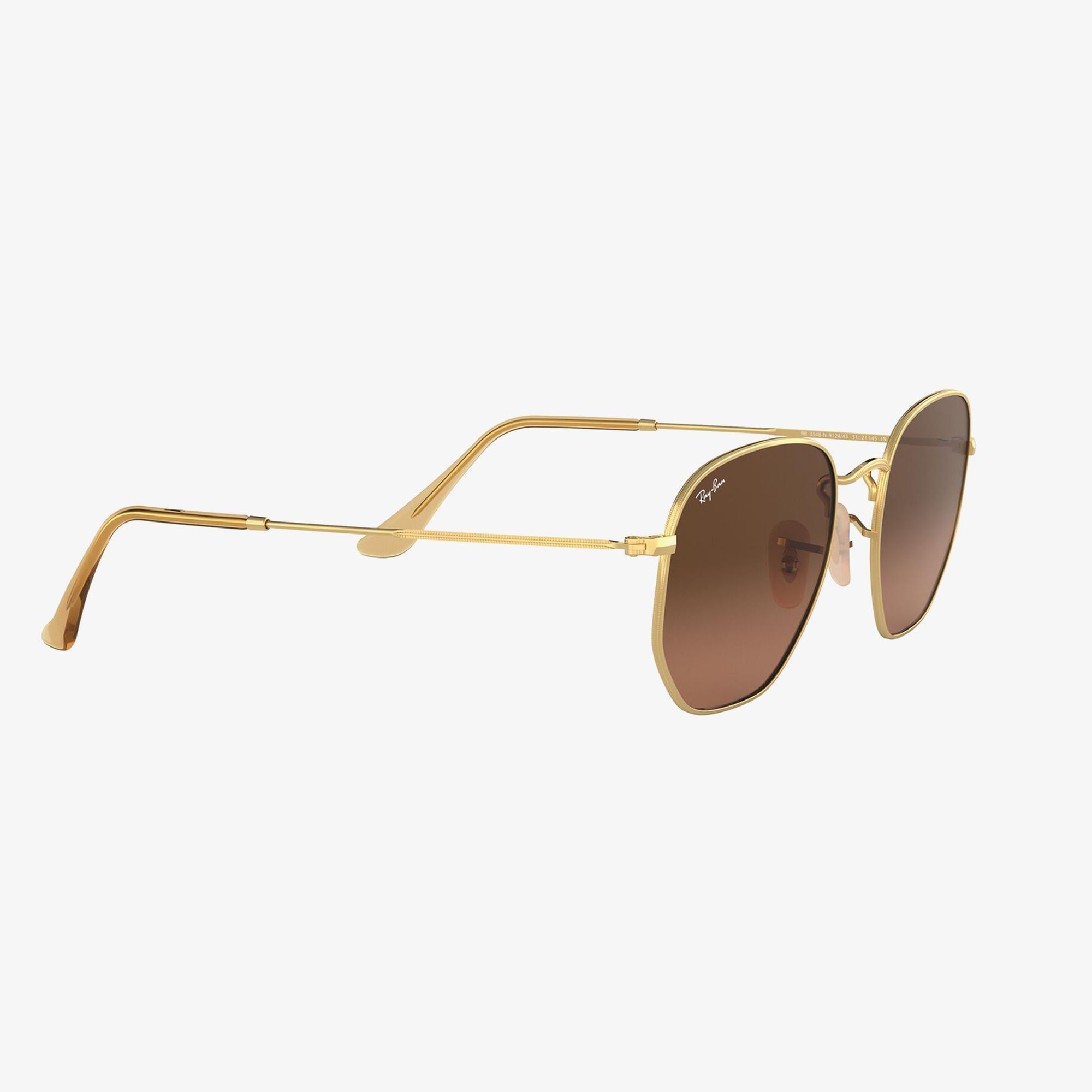 RAY-BAN 0RB3548N Hexagonal Unisex Gold Kahverengi Camlı Güneş Gözlüğü