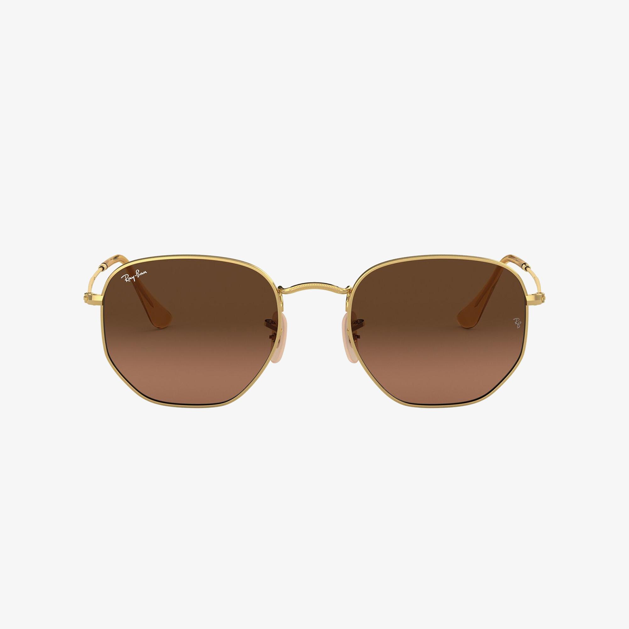 RAY-BAN 0RB3548N Hexagonal Unisex Gold Kahverengi Camlı Güneş Gözlüğü