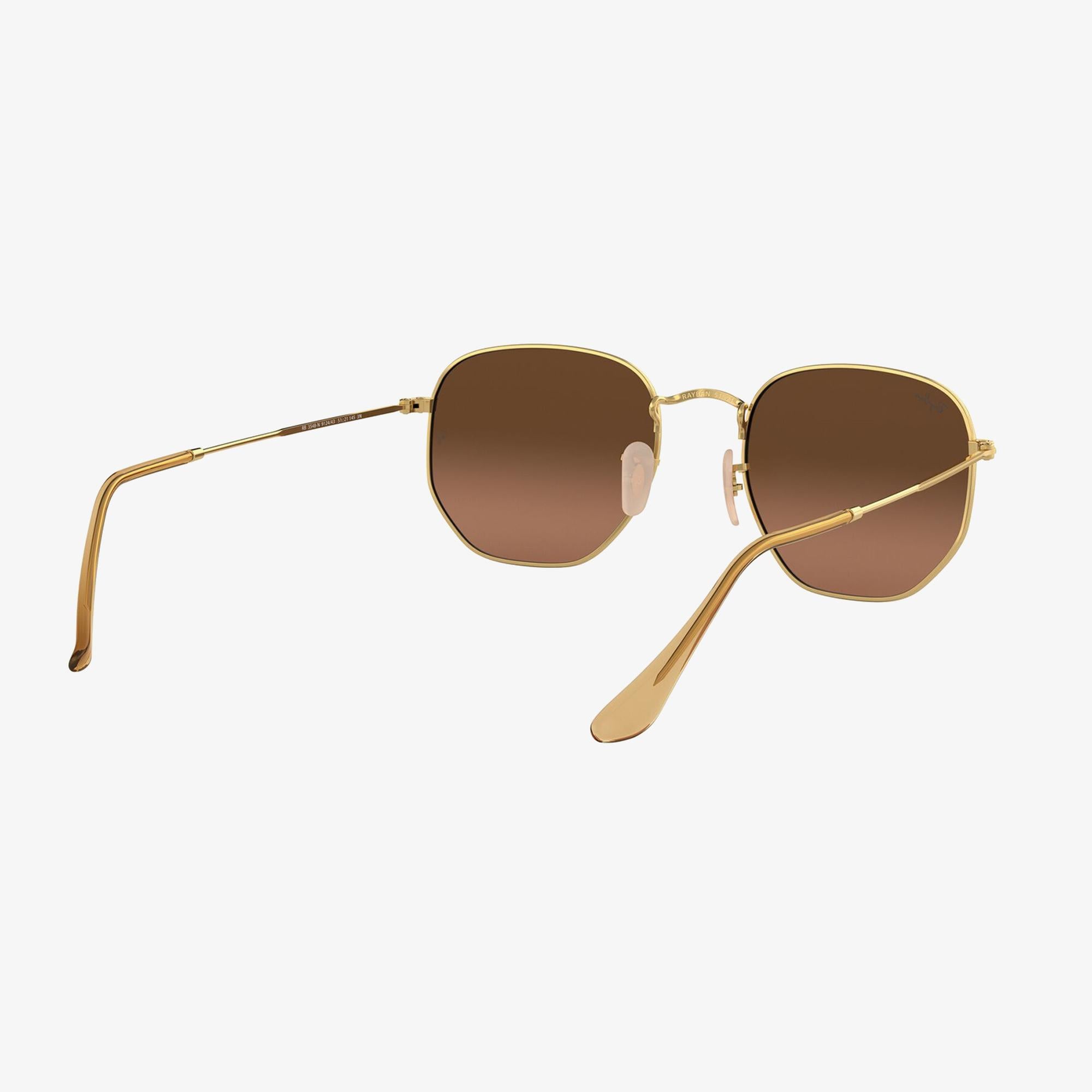 RAY-BAN 0RB3548N Hexagonal Unisex Gold Kahverengi Camlı Güneş Gözlüğü