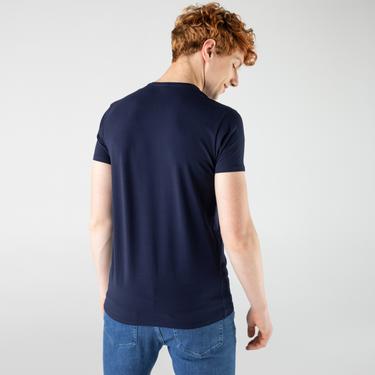  Lacoste V Yaka Lacivert T-Shirt