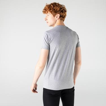  Erkek Slim Fit Bisiklet Yaka Gri T-Shirt