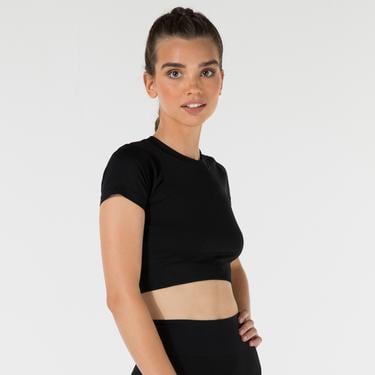  Jerf Captiva Yumuşak Dokulu Kadın Siyah Crop Top