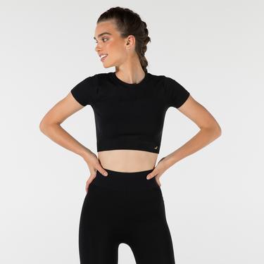  Jerf Captiva Yumuşak Dokulu Kadın Siyah Crop Top