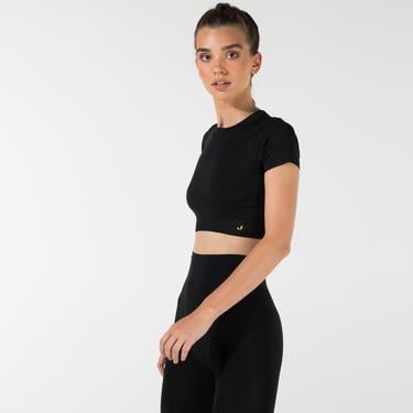  Jerf Captiva Yumuşak Dokulu Kadın Siyah Crop Top