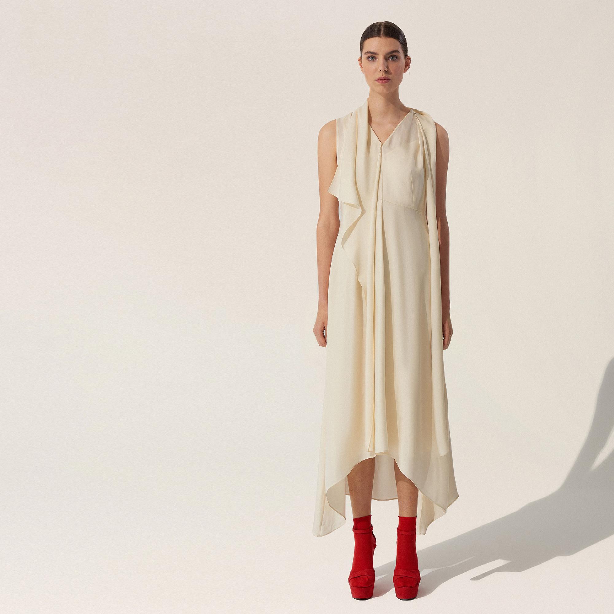 BAQA Asymmetric Kadın Krem Rengi Elbise